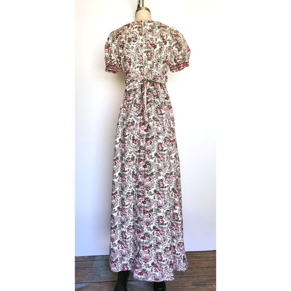 70s Floral Maxi Dress - Prairie Peasant Dress - Gunne Style Dress - Romantic XS - Picture 6 of 9